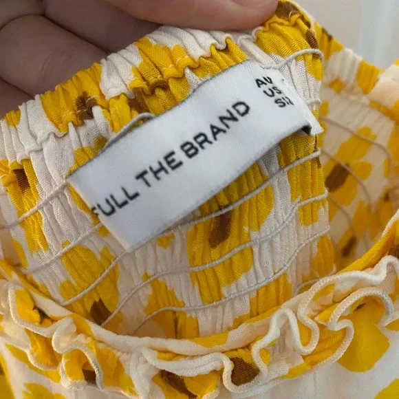 FAITHFULL THE BRAND Noemie Yellow Floral Print Ruffle Midi Dress - Picture 3 of 4